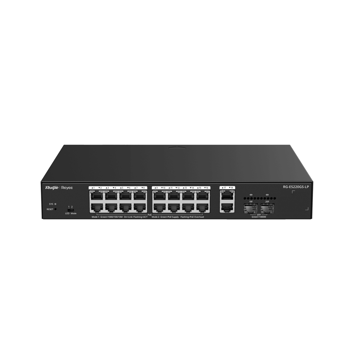 RG-ES220GS-LP, 20-Port Gigabit Smart Cloud Managed PoE Switch